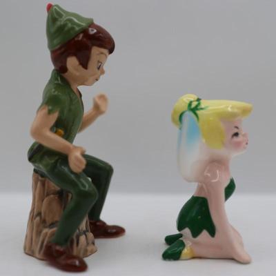 Vintage Disney Ceramic Peter Pan and Tinker Bell Figurines