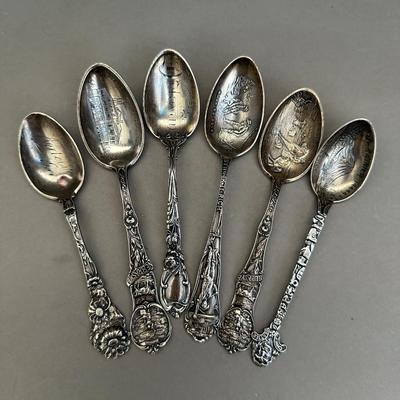 Sterling Silver - State Souvenir Spoons (6) - 134g