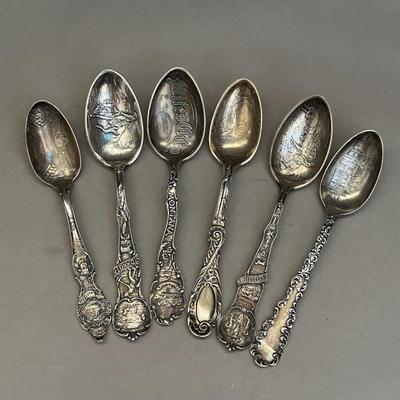 Sterling Silver - State Souvenir Spoons (6) - 145g