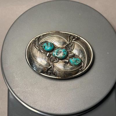 Belt Buckle w/ Turquoise Stones