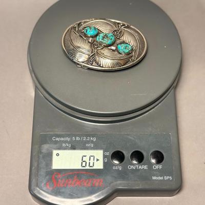 Belt Buckle w/ Turquoise Stones