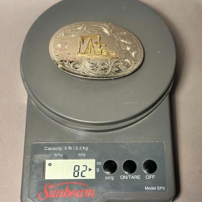 Oil Rig Belt Buckle - German Silver