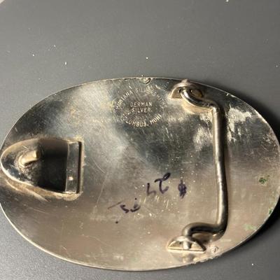 Oil Rig Belt Buckle - German Silver