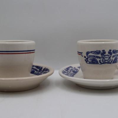 Vintage Antoine Restaurant Demitasse/ Espresso Cups & Saucers with Creamer