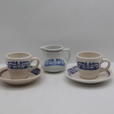 Vintage Antoine Restaurant Demitasse/ Espresso Cups & Saucers with Creamer