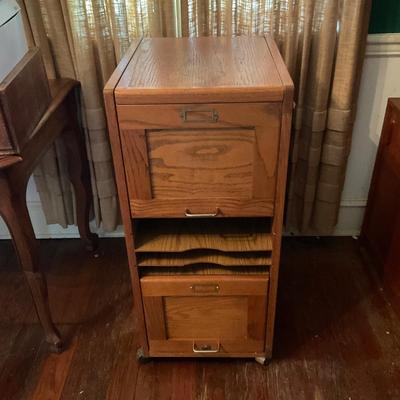 O5 Antique Oak 2-Tier Filing Cabinet