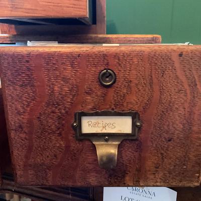 O6 Set of Three Vintage Oak Index Card Filing Drawers