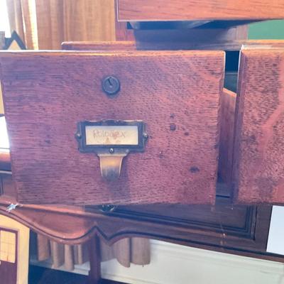 O6 Set of Three Vintage Oak Index Card Filing Drawers
