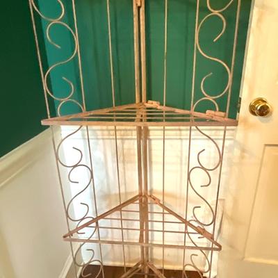 O8 Mid-Century Folding Metal Corner Plant Shelf
