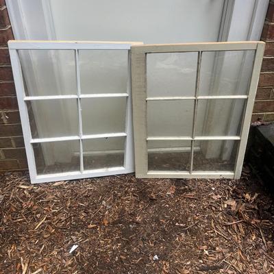 Two Six Pane Wooden Framed Windows (SRB-MG)