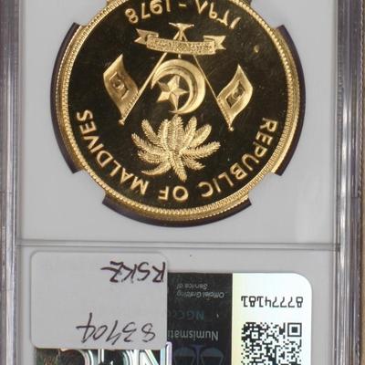 1978 Maldives Gold 25 Rufiyaa NGC PF69 UC Mintage 200! Tied for finest graded!
