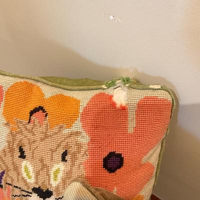 H22 Set of 4 Vintage Down Needlepoint Pillows