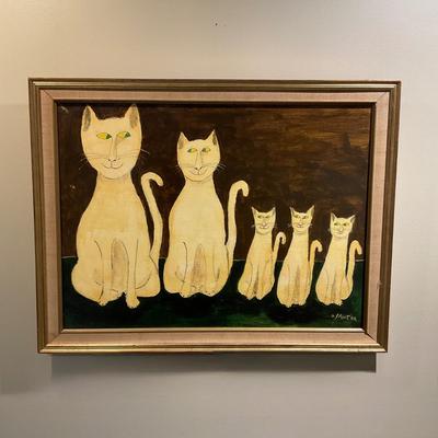 H25 Local Folk Art " Family of Cats" by J Root