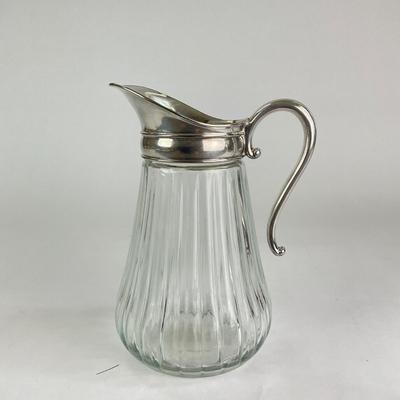 D28 Vintage Empress Silverplate & Crystal Pitcher by Paul Revere Silversmith