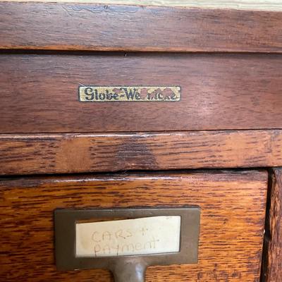 PR32 Vintage Oak Apothecary Library Catalog Filing Cabinet