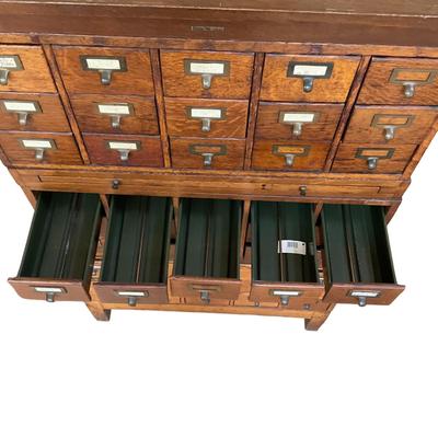 PR32 Vintage Oak Apothecary Library Catalog Filing Cabinet