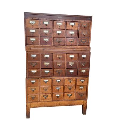 PR32 Vintage Oak Apothecary Library Catalog Filing Cabinet