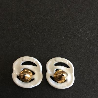 Vintage Napier white enamel stud earrings