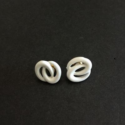 Vintage Napier white enamel stud earrings