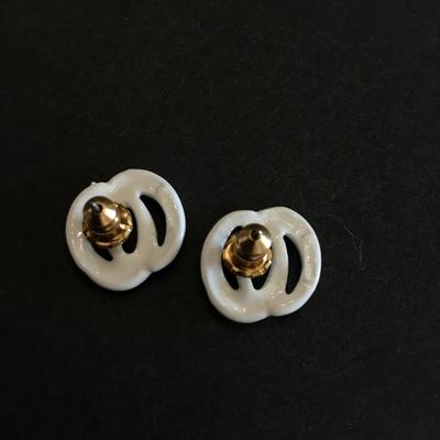 Vintage Napier white enamel stud earrings