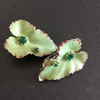 Vintage leaf, lily pad, statement, earrings