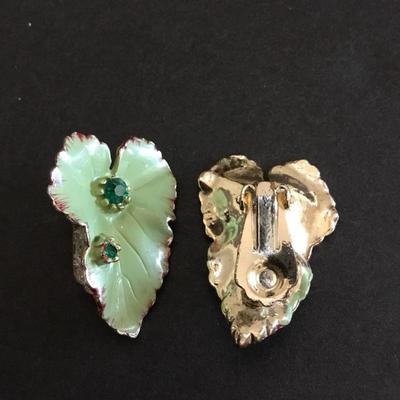 Vintage leaf, lily pad, statement, earrings