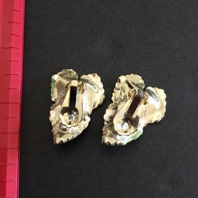 Vintage leaf, lily pad, statement, earrings