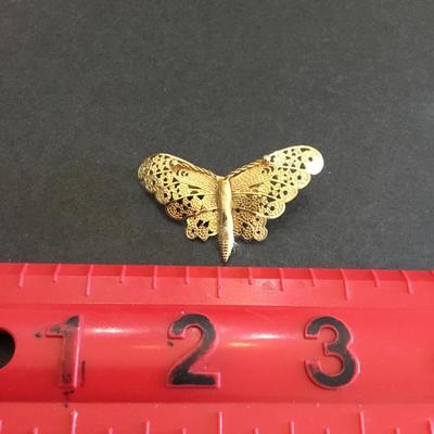 Vintage, gold tone, filigree, butterfly, brooch/pin