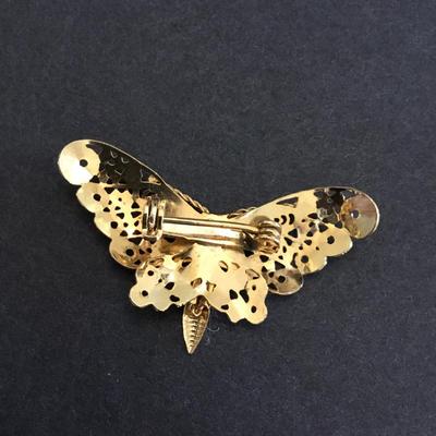 Vintage, gold tone, filigree, butterfly, brooch/pin