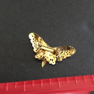 Vintage, gold tone, filigree, butterfly, brooch/pin