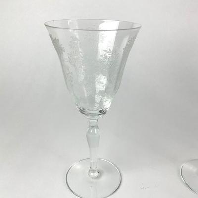 K39 Decanter and Floral Etched Crystal Stemware Lot