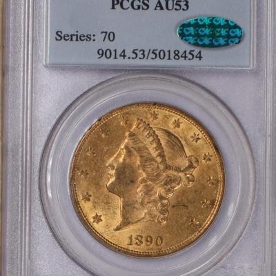 1890-CC Gold Liberty Head $20 PCGS AU53 CAC