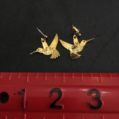 Wild bryde hummingbird earrings, gold tone