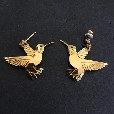 Wild bryde hummingbird earrings, gold tone