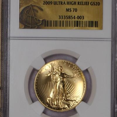2009 $20 Ultra High Relief Gold Double Eagle – NGC MS70 | St. Gaudens Label