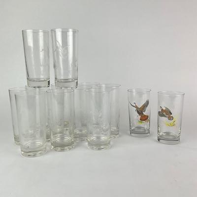 K47 Pair of Duck Glass Tumblers with Duck Etched Frosted Glass Tumblers