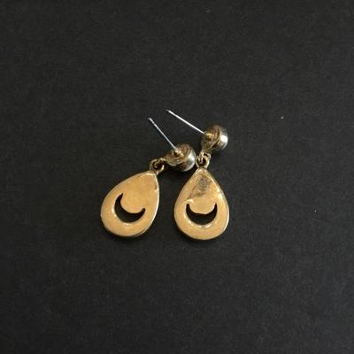Vintage faux pearl rhinestone dangle earrings Victorian style