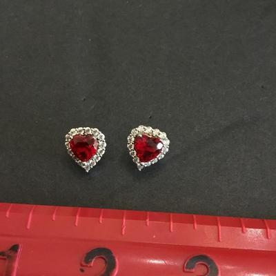 Beautiful vintage red heart stud earrings very nice