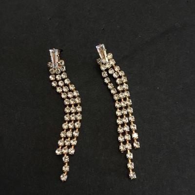 Beautiful, vintage, gold, toned, crystal dingle, earrings, art deco styles