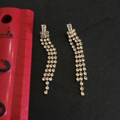 Beautiful, vintage, gold, toned, crystal dingle, earrings, art deco styles