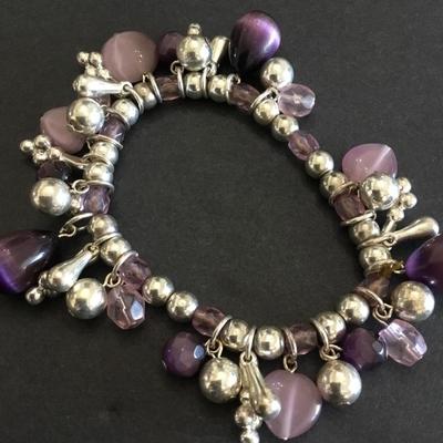 Vintage silver & amethyst bracelet
