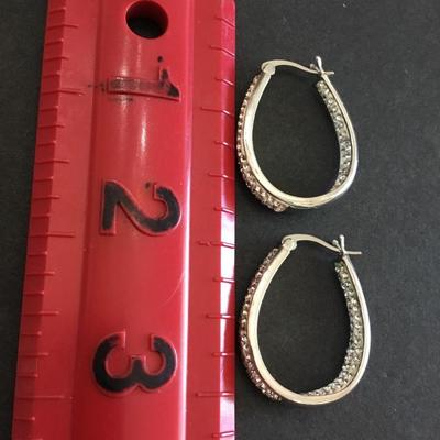 Gorgeous Silver-tone crystal hoop earrings very nice
