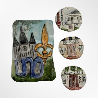 Hand-Painted New Orleans Wall Plaques (Set of 4)