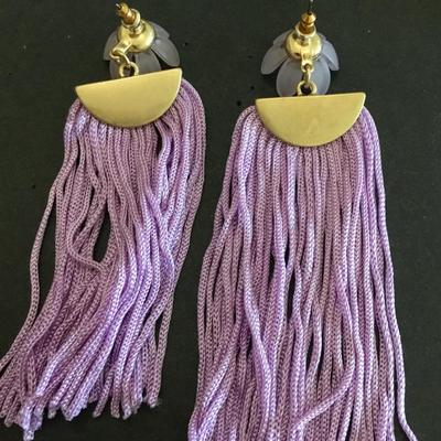Cute, vintage, purple lilac, flower, tassel, statement, earrings