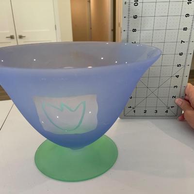 Mouth Blown Glass Tulip footed Bowl