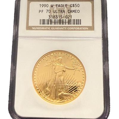 US 1990 W Gold 1 oz $50 NGC PF70UC Proof Gold Eagle