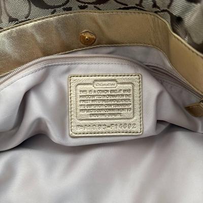Coach Penelope Beige Canvas Leather Satchel Shoulder Bag (with Wallet & Glasses Case)