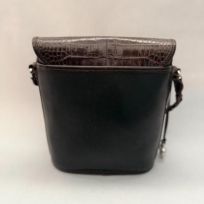 Brighton Bucket - Black & Brown Croc Print - All Leather Crossbody bag