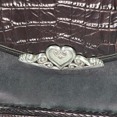 Lot 22: Brighton Bucket - Black & Brown Croc Print - All Leather Crossbody bag