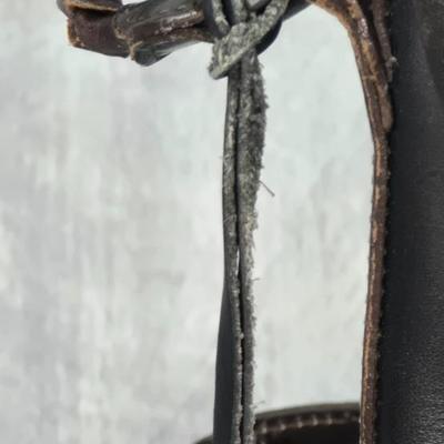Lot 22: Brighton Bucket - Black & Brown Croc Print - All Leather Crossbody bag